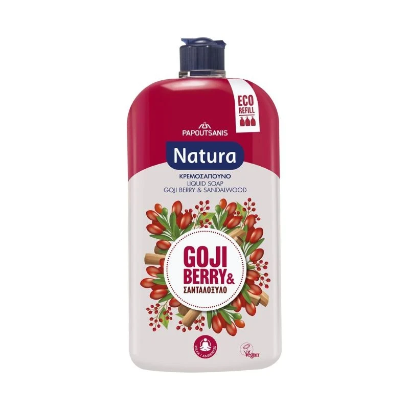 течен сапун Natura Goji Berry and Sandalwood годжи бери и сандалово дърво 900мл пълнител