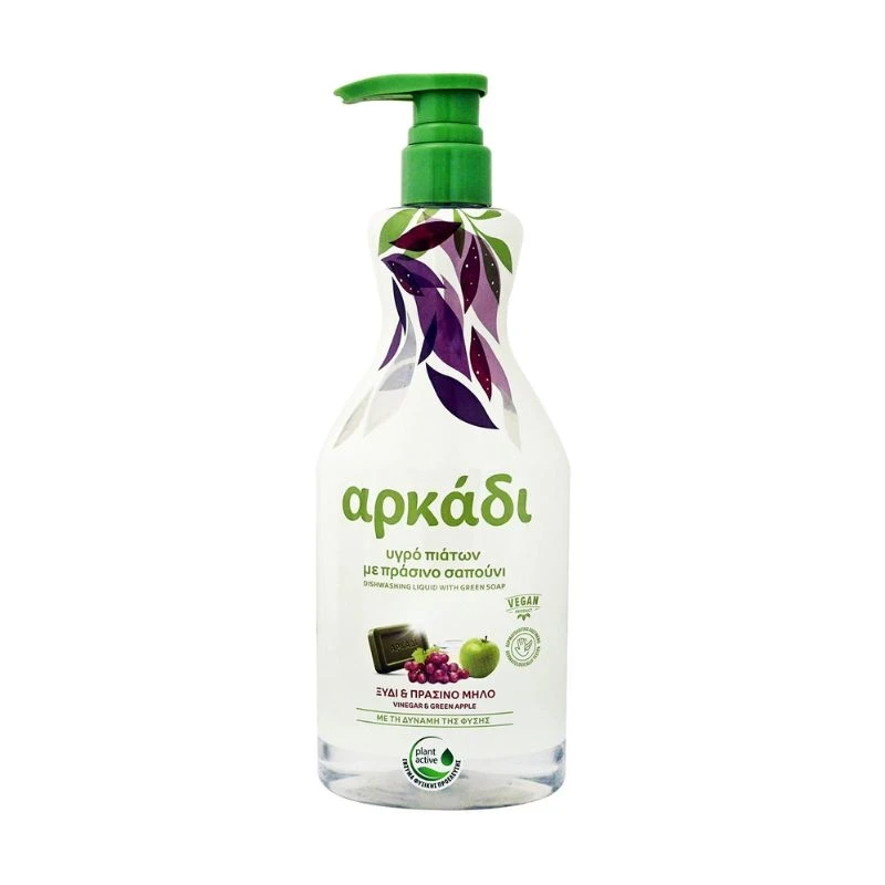 препарат съдове Arkadi Green soap, Vinegar and Apple с зелен с-н, оцет и ябълка 550мл помпа