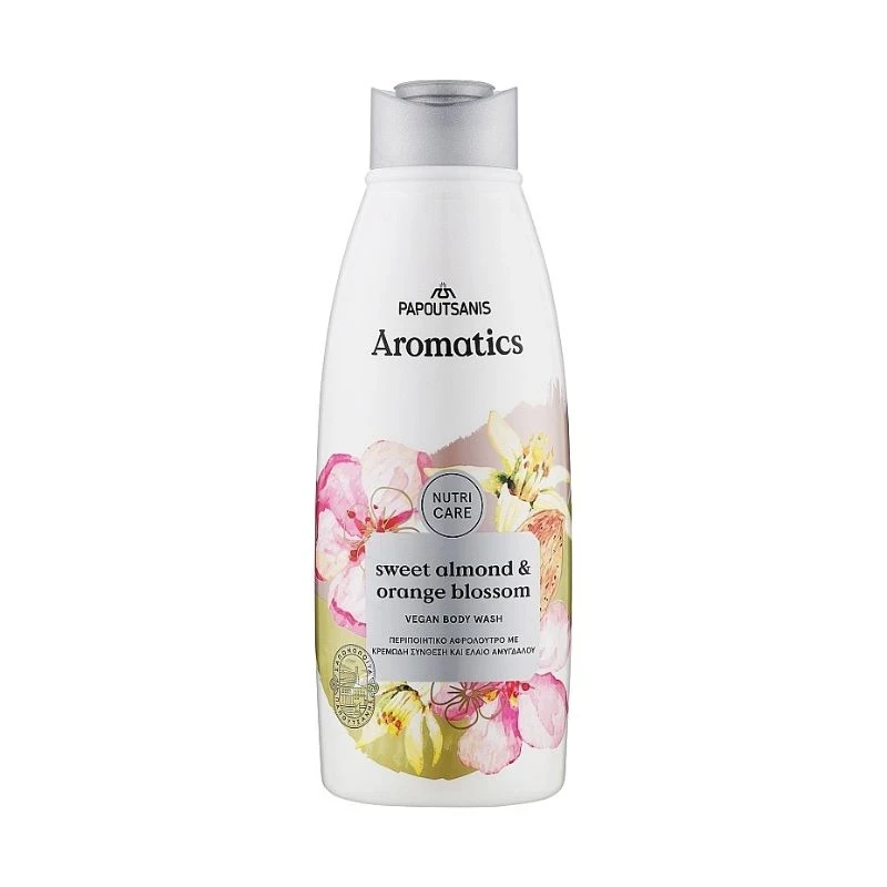 душ гел Papoutsanis Sweet Almond and Orange Blossom сладък бадем и цвят от портокал 600мл