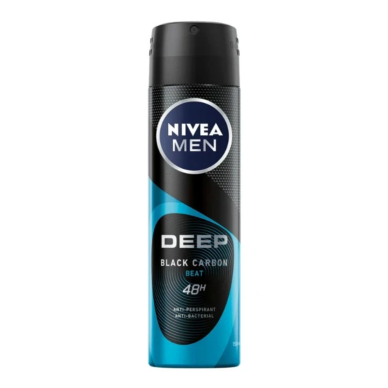 део спрей дезодорант Nivea men Deep Beat 72h black carbon anti-bacterial 150мл
