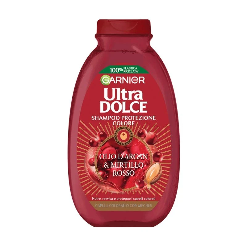 шампоан Garnier Olio di Argan and Mirtillo Rosso арганово м-ло и черв.боровинка, боядисана коса подхранва,съживява 250мл