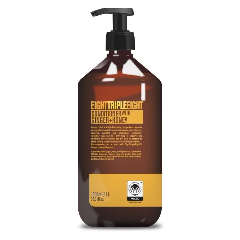 балсам EightTripleEight Ginger+Honey джинджифил+мед възстановява блясъка 1л помпа