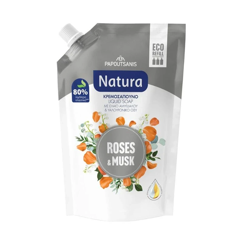 течен сапун Natura Roses and Musk роза и бял мускус 500мл пълнител