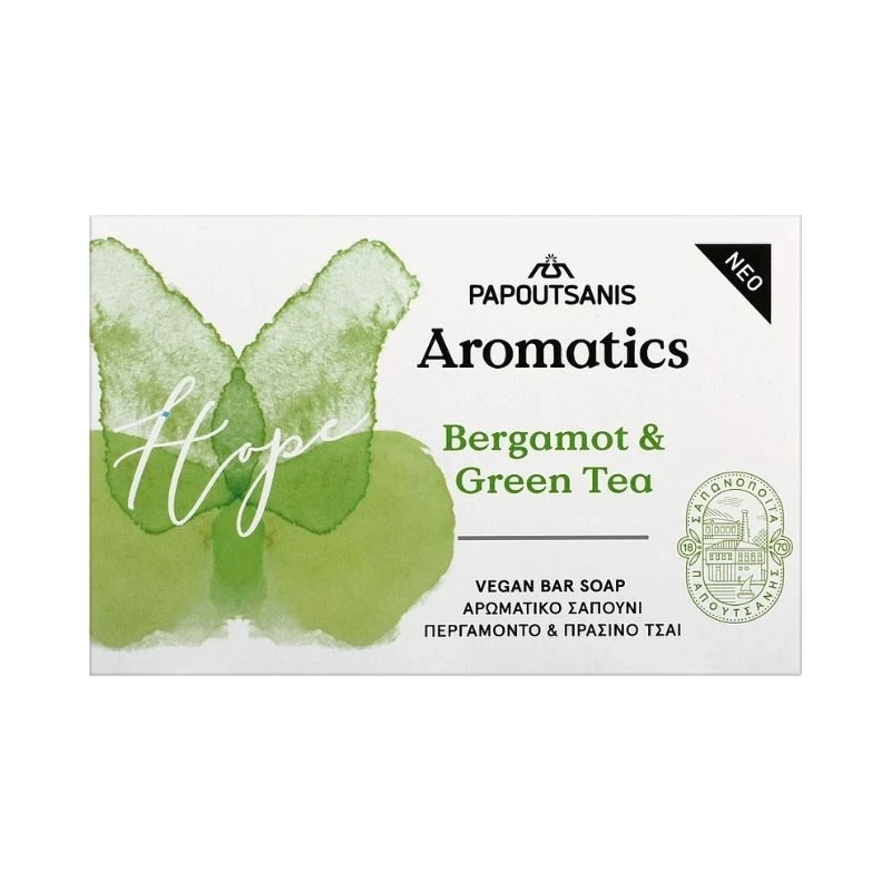 сапун Papoutsanis Aromatics Hope ободрява психически/физически с бергамот и зелен чай 100гр