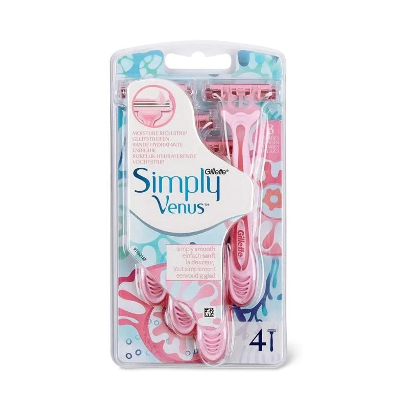 самобръсначка Gillette Venus Simply Smooth 3 глава с 3 ножчета дамска 4бр самобръсначки