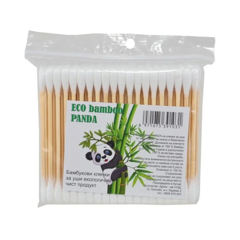 клечки за уши Eco Bambo Panda плик 100бр бамбук