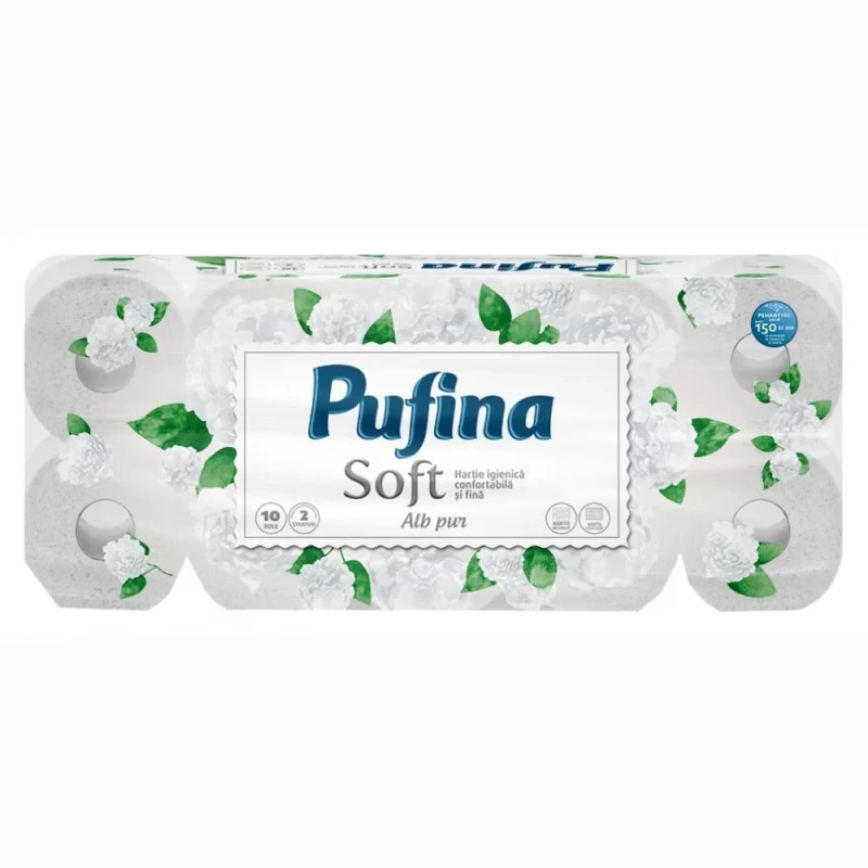 хартия тоалетна PUFINA SOFT 10 рола 2 пластова ALB PUR чисто бяло