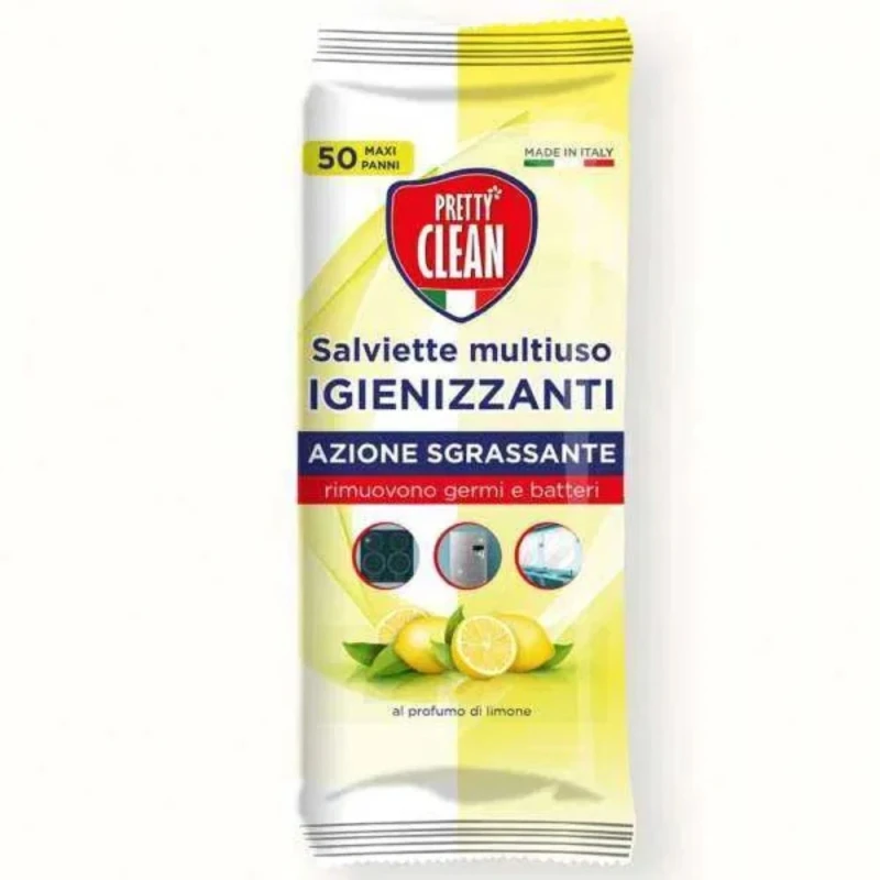 мокри кърпи Pretty Clean Lemon sgrassante igienizzanti обезмасляващи хигиенизиращи 50бр