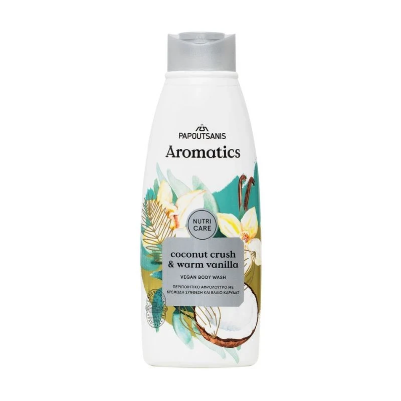 душ гел Papoutsanis Coconut Crush and Warm Vanilla топла ванилия с кокосово м-ло 600мл