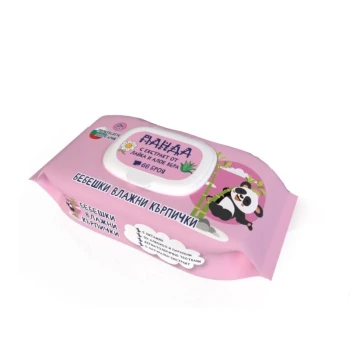 Снимка на мокри кърпи Eco Bamboo Panda 66бр розови с капак