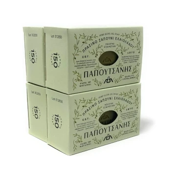 Снимка на сапун Papoutsanis Vegetal green soap olive oil растителен зелен сапун със зехтин 4брХ125гр
