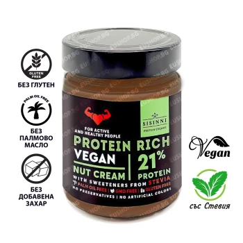 Снимка на крем Sisinni Protein Vegan Nut Cream веган ядков крем 21пр протеинов 320гр
