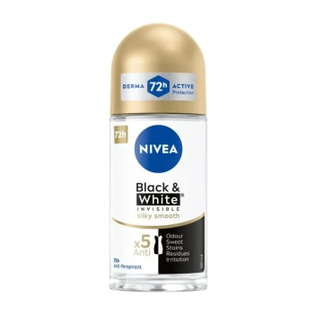 Снимка на рол-он дезодорант Nivea black and white invisible Silky Smooth X5 72h без следи копринено гладко 50мл