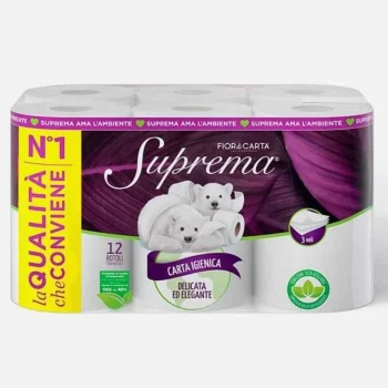 Снимка на тоалетна хартия Suprema Delicata ed Elegante 12 рула 3 пластова