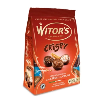 Снимка на бонбони Witors Crispy Mix черен шоколад, кремообразен пълнеж и млечен пълнеж | всички с хрупкави криспи 200гр