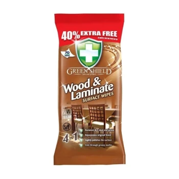 Снимка на мокри кърпи Green Shield Wood and Laminate 4в1 за дърво и ламинат обезмасляващи 70бр