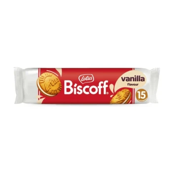 Снимка на бисквити Lotus Biscoff Vanilla flavour слепени с ванилов крем 15бр 150гр