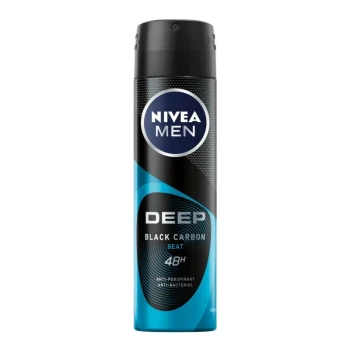 Снимка на део спрей дезодорант Nivea men Deep Beat 72h black carbon anti-bacterial 150мл
