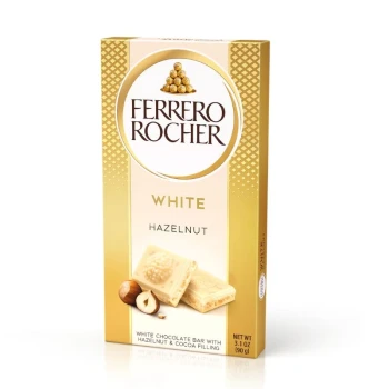 Снимка на шоколад Ferrero Rocher White бял с лешници 90гр