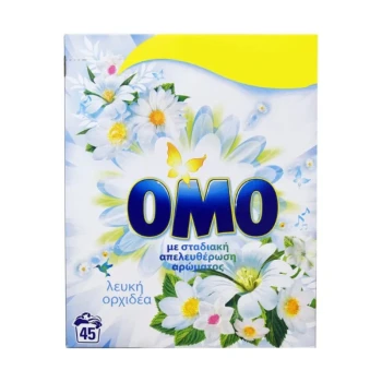 Снимка на сух прах Omo white Orchidea универсал 45пр 2,52кг
