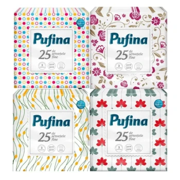 Снимка на хартия салфетки PUFFINA 2 пластови 39х39 25бр