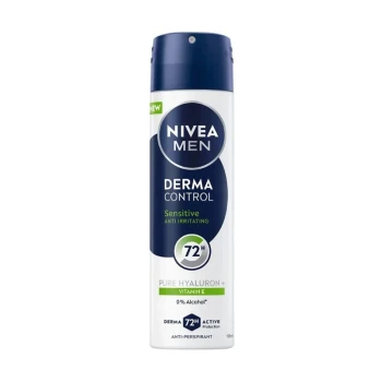 Снимка на део спрей дезодорант Nivea Men Derma Control Sensitive 72h против раздразнения хиалурон, витамин Е, 0пр алкохол 150мл
