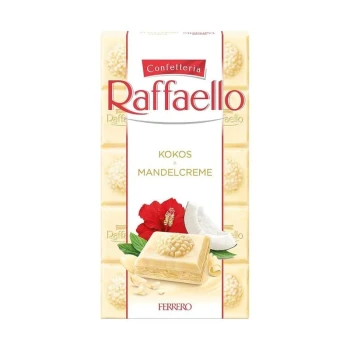Снимка на шоколад Ferrero Rоcher Raffaelo cocco e mandorla бял шоколад с кокос и бадем 90гр