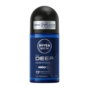 Снимка на рол-он дезодорант Nivea men Deep Darkwood 72h antibacterial обогатен с черен въглерод 50мл