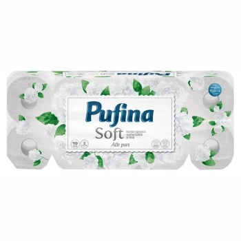 Снимка на хартия тоалетна PUFINA SOFT 10 рола 2 пластова ALB PUR чисто бяло