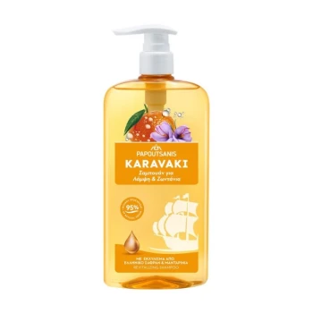 Снимка на шампоан Karavaki Shine and Vitalit ревитализиращ - естествен кератин, шафран и мандарина  600мл помпа