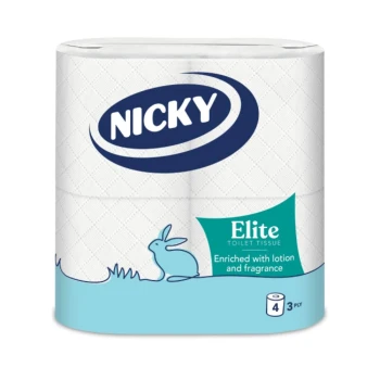 Снимка на хартия тоалетна NICKY ELITE 4 рола 3 пл. 440гр 170 къса