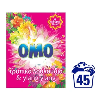 Снимка на сух прах Omo Tropical flowers and Ylang Ylang универсал 45пр 2,52кг