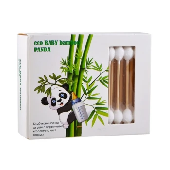 Снимка на клечки за уши Eco Bambo Panda  картон 200бр бамбук