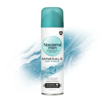 Снимка на део спрей дезодорант Noxzema men Invisible Minerals Dry Force обогатен с магнезий, цинк и калций 48h 150мл