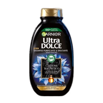 Снимка на шампоан Garnier Carbone Magnetico and Olio di Semi neri di Nigela черен въглен и масло от Нигела за мазна кожа и суха коса 250мл