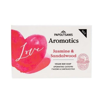 Снимка на сапун Papoutsanis Aromatics Love ободрява психически/физически  жасмин и сандалово дърво 100гр